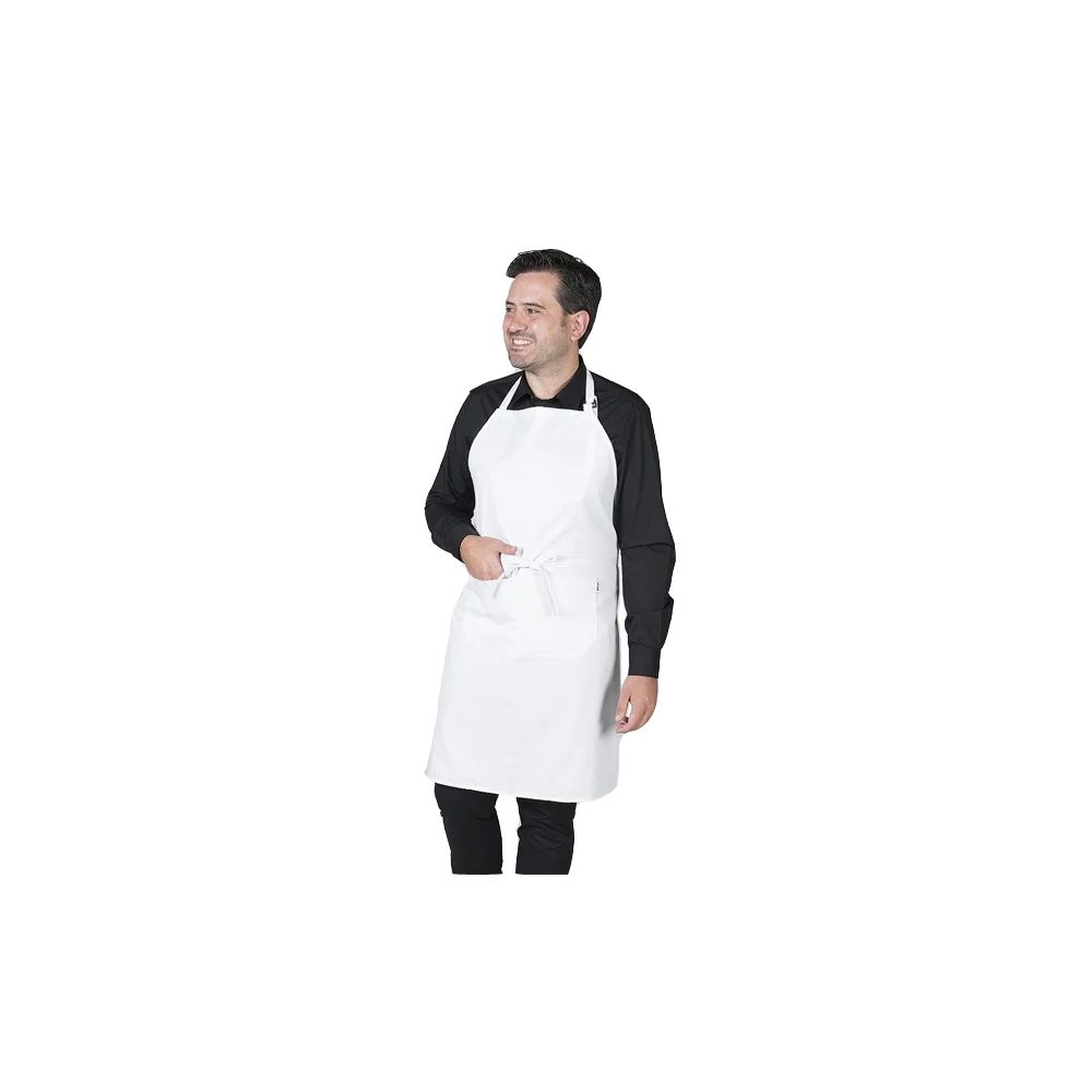 116BC0 DELANTAL BLANCO CON PETO Y BOLSILLO 90x75 CM SARGA